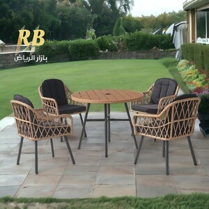 طقم جلوس خارجي بخيزران صناعي