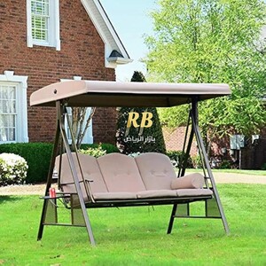 أرجوحة خارجية بثلاثة مقاعد مع مظلة قابلة للتعديل